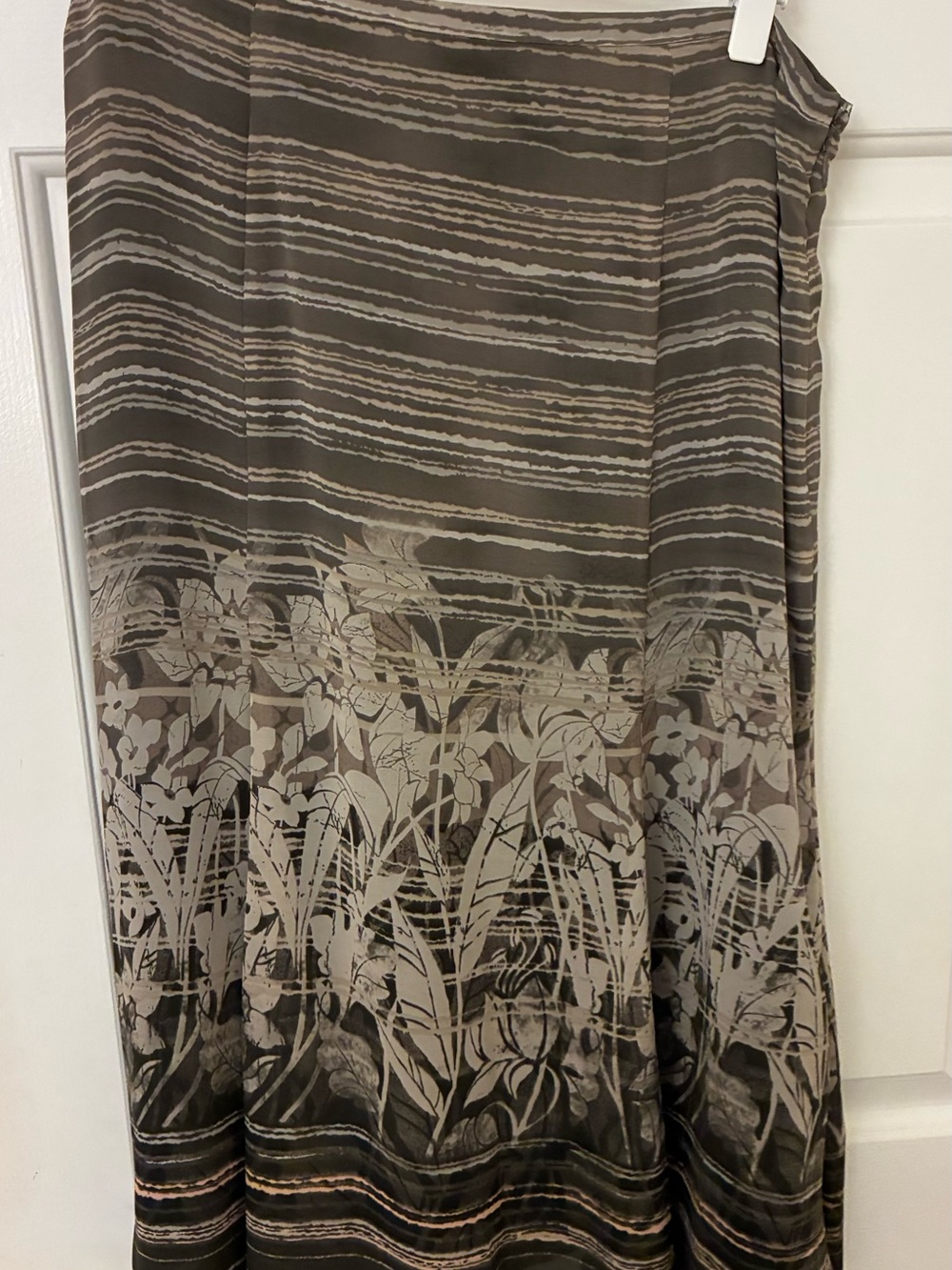 Jones Wear Taupe and Cream Striped Maxi Skirt